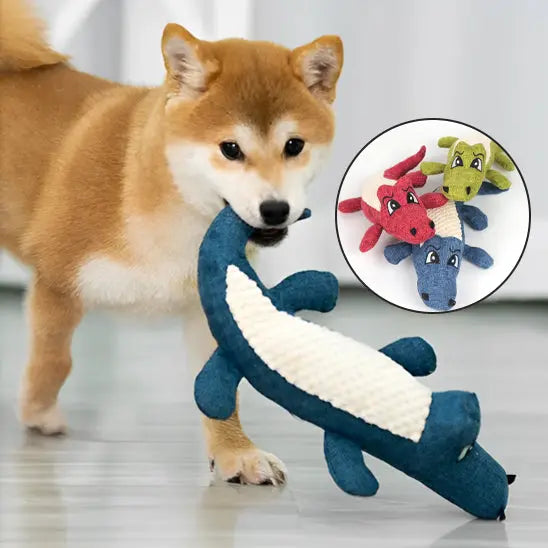 chien mordillant peluche pour chien bleu