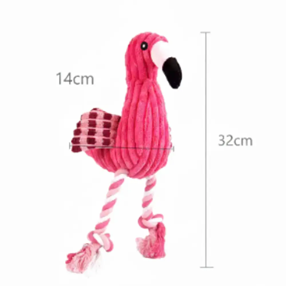 dimensions peluche pour chien flamant rose