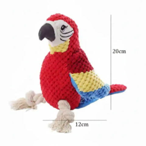 dimensions peluche pour chien perroquet