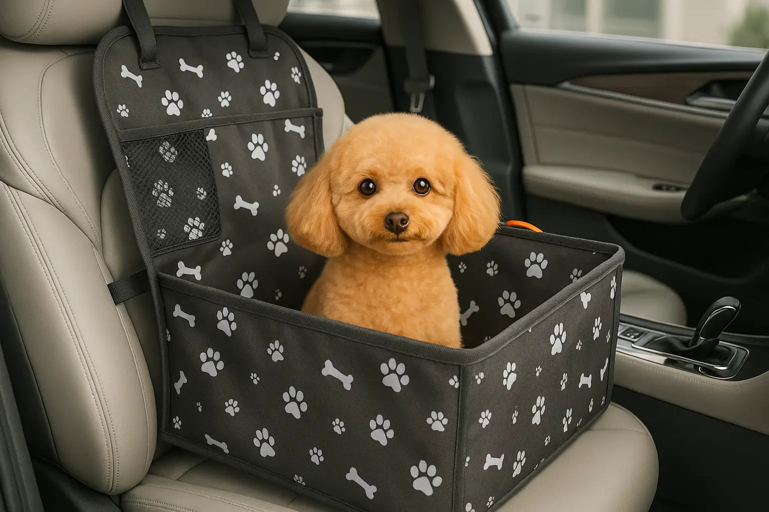 petit chien dans siege auto chien noir dans voiture