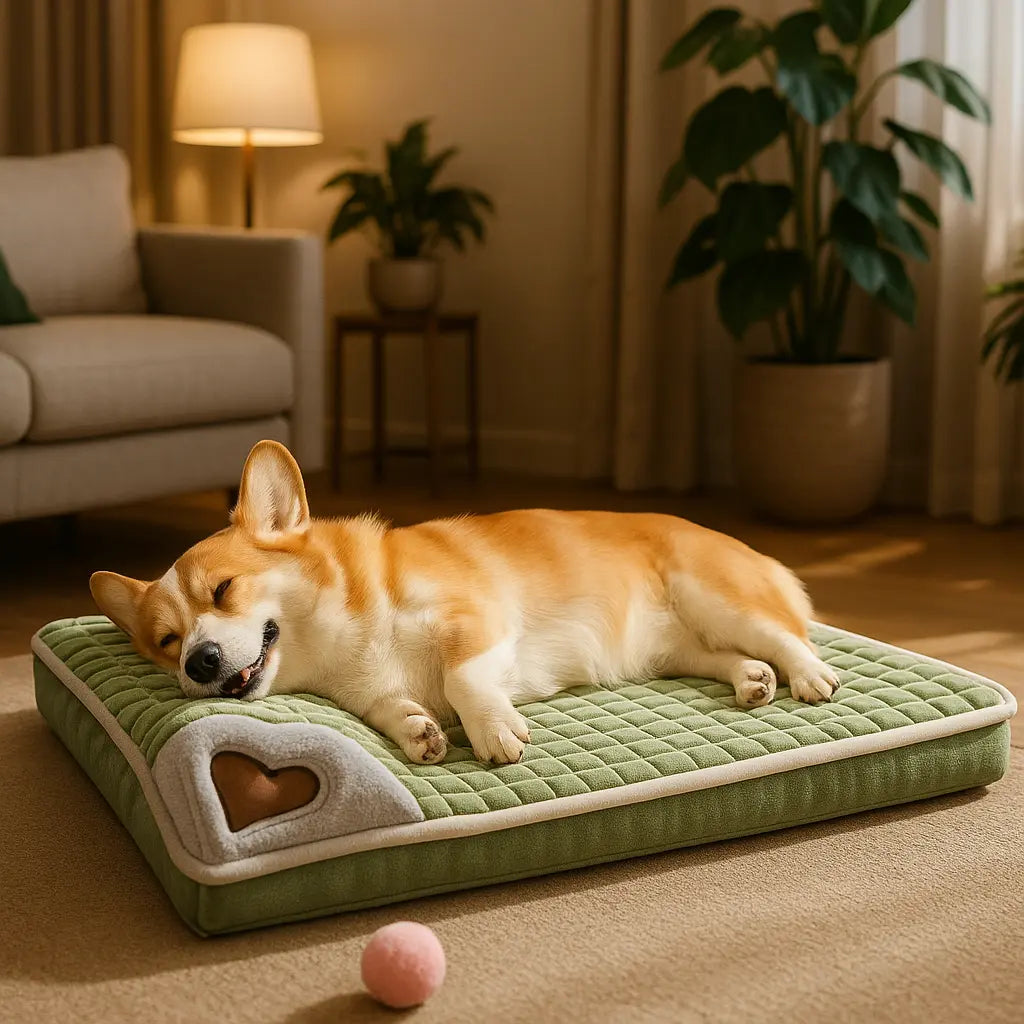 photo chien dormant sur matelas pour chien