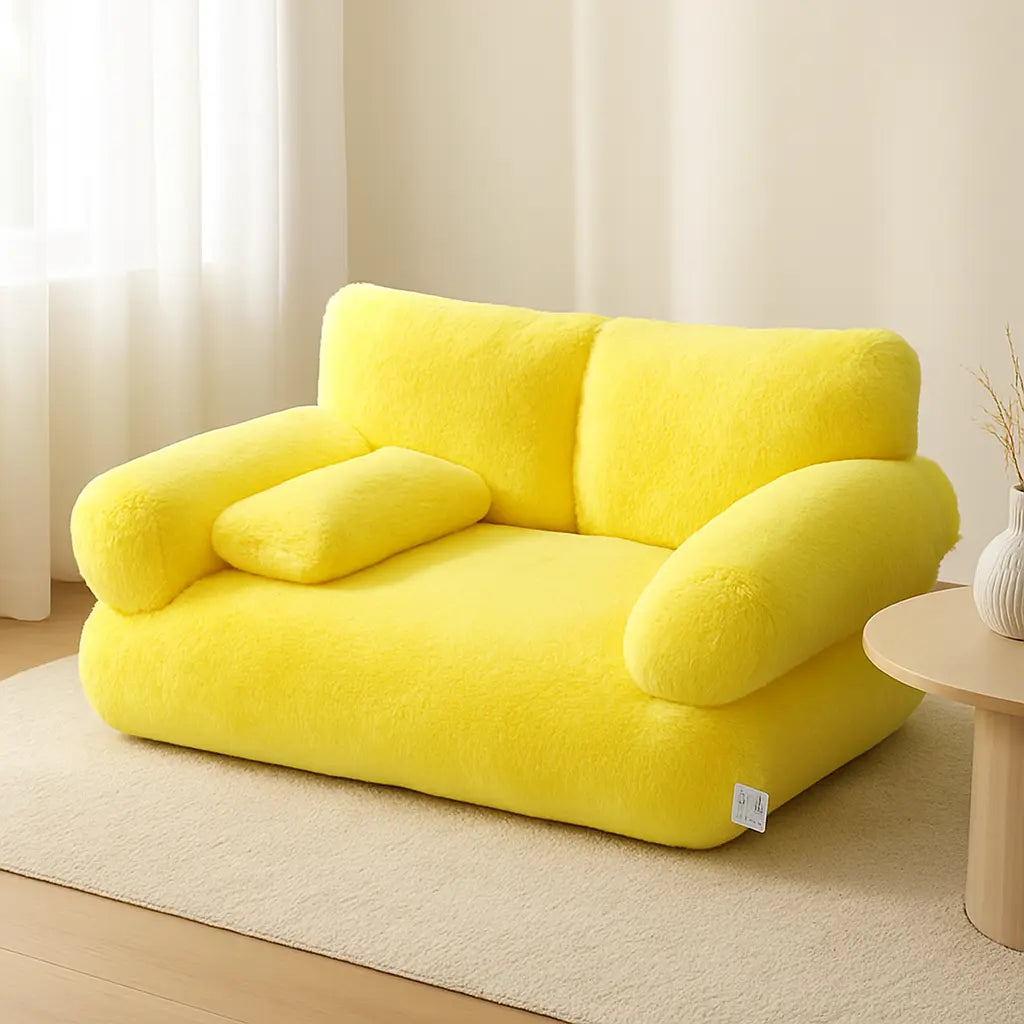 photo professionnelle canape pour chien jaune