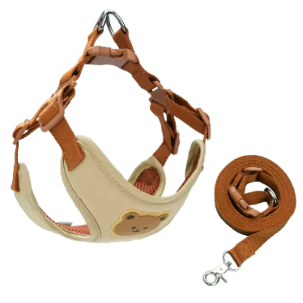 photo professionnelle harnais petit chien beige