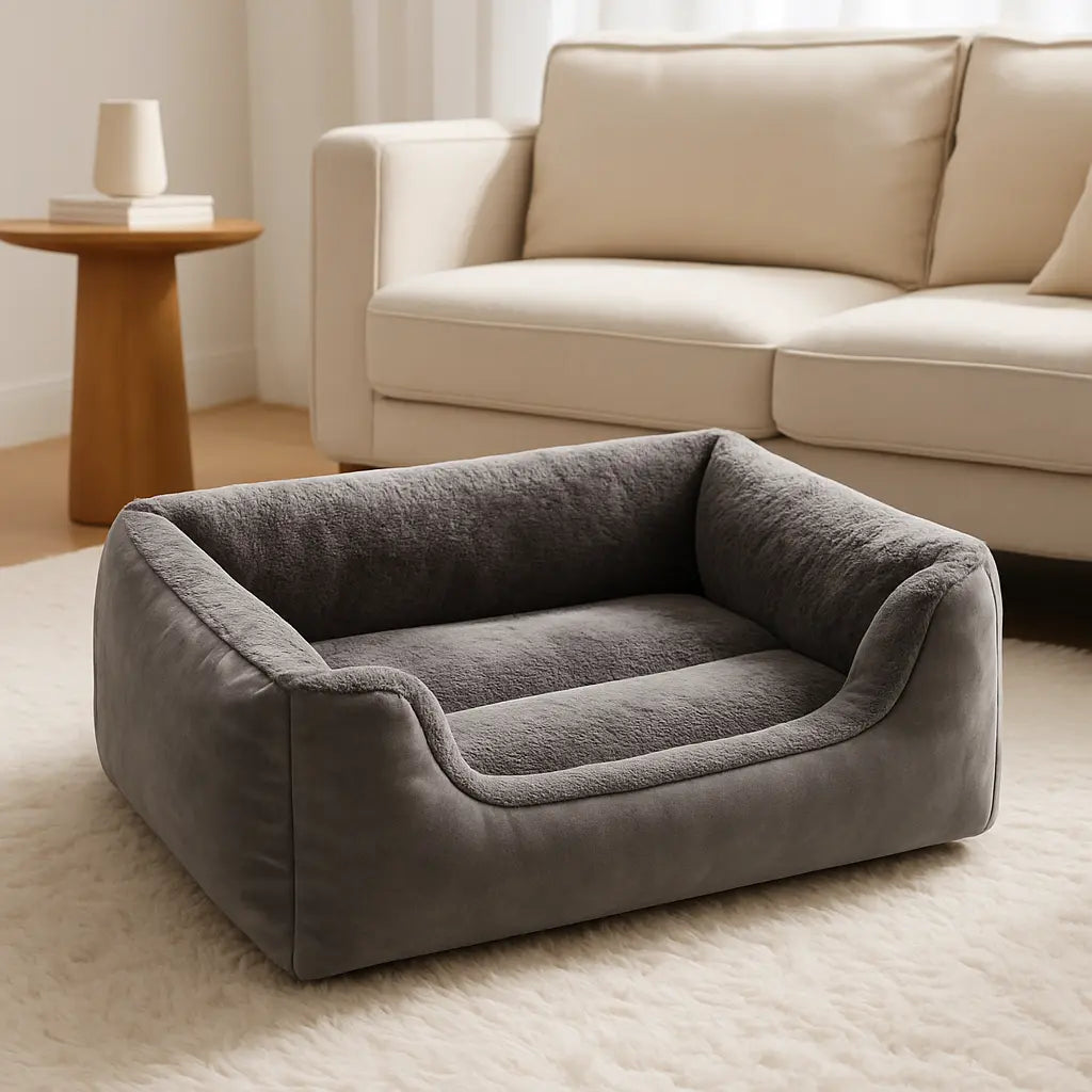 panier pour chien gris dans salon