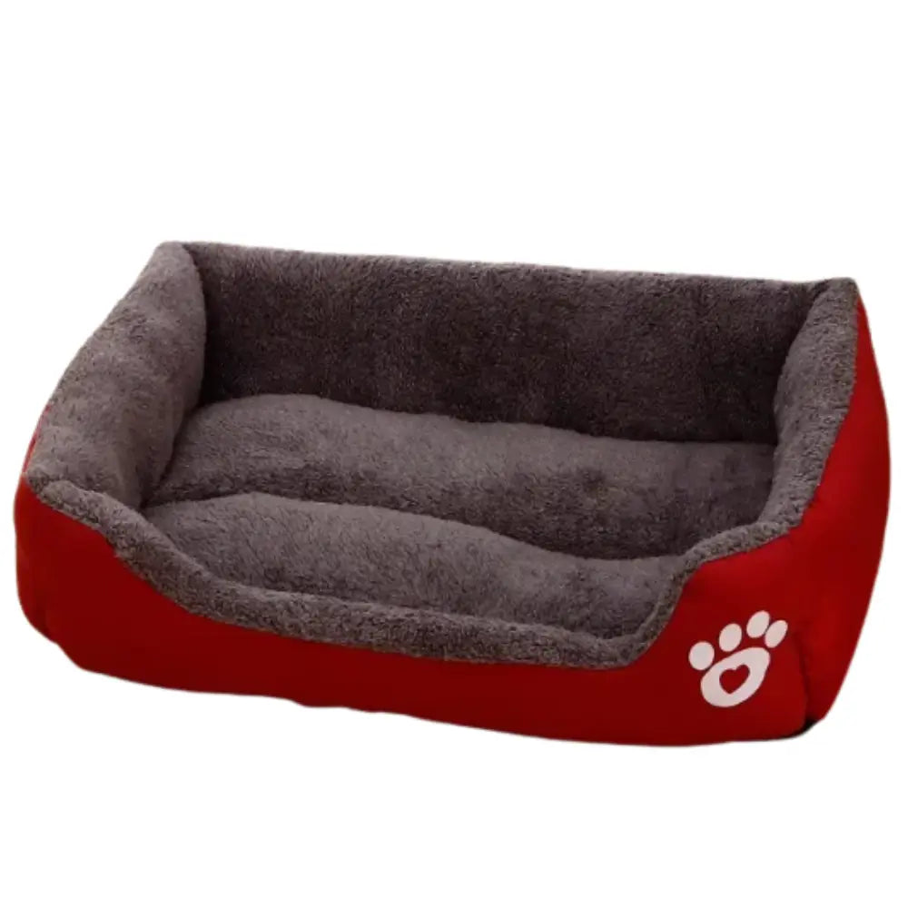 photo professionnelle panier pour chien rouge bordeaux fond blanc